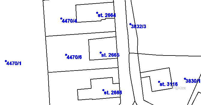 Parcela st. 2665 v KÚ Žatec, Katastrální mapa