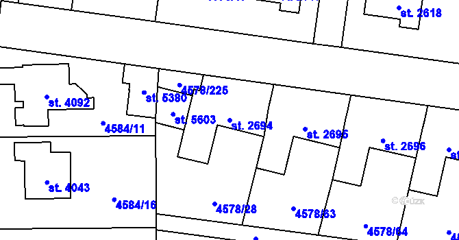 Parcela st. 2694 v KÚ Žatec, Katastrální mapa