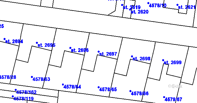 Parcela st. 2697 v KÚ Žatec, Katastrální mapa