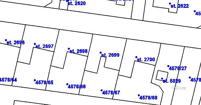 Parcela st. 2699 v KÚ Žatec, Katastrální mapa
