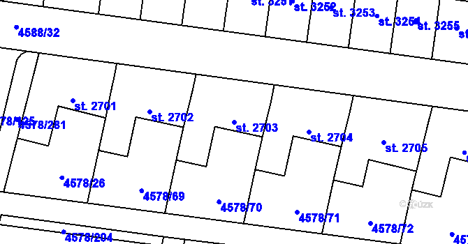 Parcela st. 2703 v KÚ Žatec, Katastrální mapa