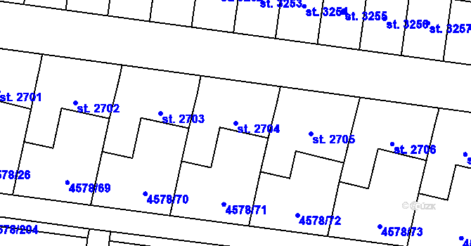 Parcela st. 2704 v KÚ Žatec, Katastrální mapa