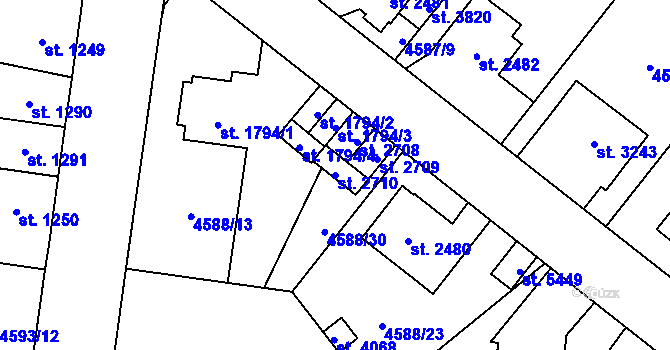 Parcela st. 2710 v KÚ Žatec, Katastrální mapa