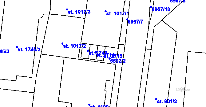 Parcela st. 2715 v KÚ Žatec, Katastrální mapa