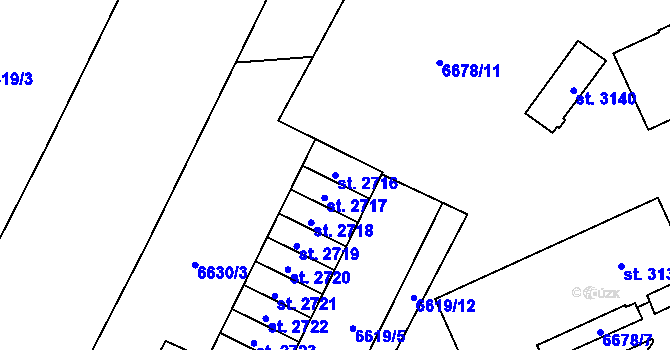 Parcela st. 2716 v KÚ Žatec, Katastrální mapa