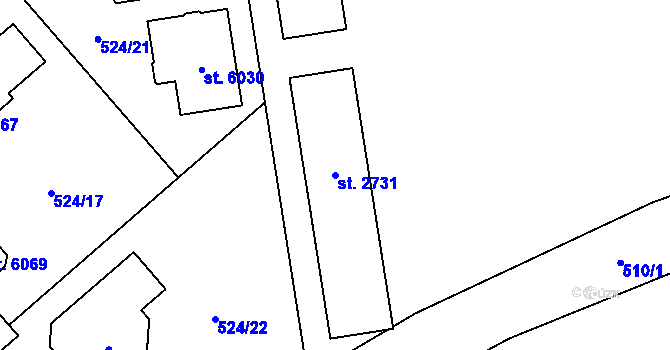 Parcela st. 2731 v KÚ Žatec, Katastrální mapa