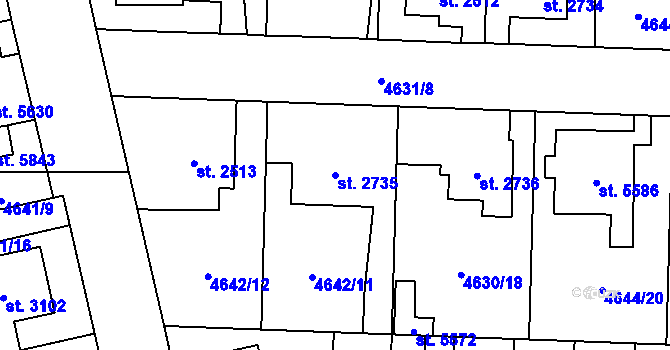 Parcela st. 2735 v KÚ Žatec, Katastrální mapa