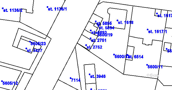 Parcela st. 2752 v KÚ Žatec, Katastrální mapa