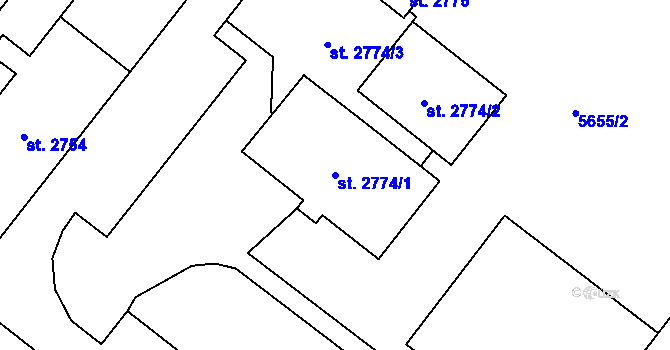 Parcela st. 2774/1 v KÚ Žatec, Katastrální mapa