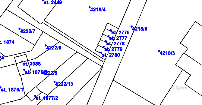 Parcela st. 2780 v KÚ Žatec, Katastrální mapa