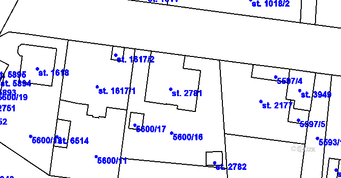 Parcela st. 2781 v KÚ Žatec, Katastrální mapa