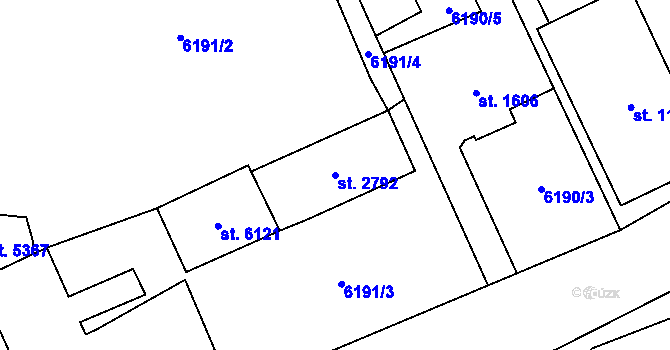 Parcela st. 2792 v KÚ Žatec, Katastrální mapa