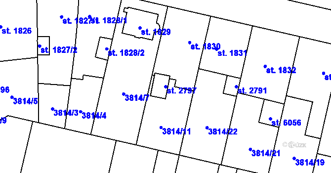 Parcela st. 2797 v KÚ Žatec, Katastrální mapa