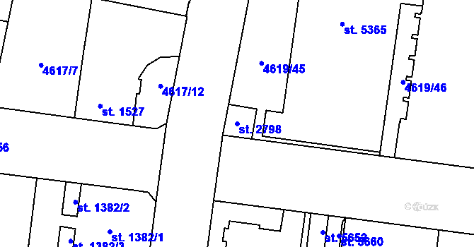 Parcela st. 2798 v KÚ Žatec, Katastrální mapa