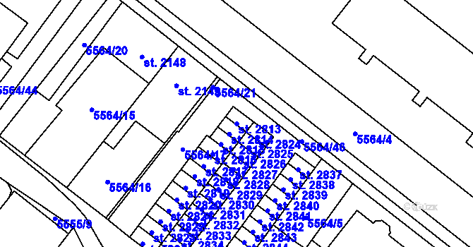 Parcela st. 2813 v KÚ Žatec, Katastrální mapa
