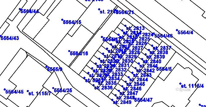 Parcela st. 2819 v KÚ Žatec, Katastrální mapa