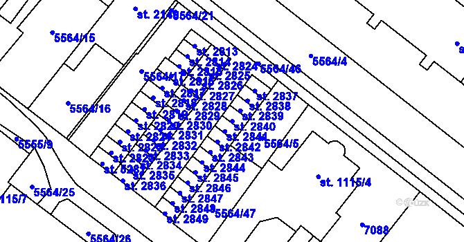 Parcela st. 2840 v KÚ Žatec, Katastrální mapa