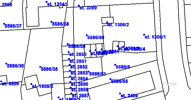 Parcela st. 2860 v KÚ Žatec, Katastrální mapa
