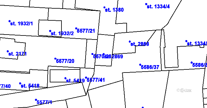 Parcela st. 2869 v KÚ Žatec, Katastrální mapa