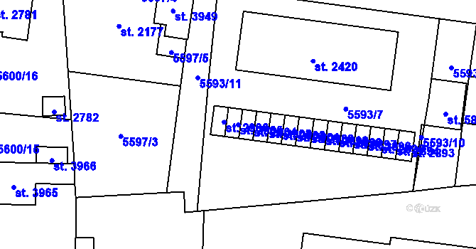 Parcela st. 2905 v KÚ Žatec, Katastrální mapa