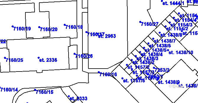 Parcela st. 2963 v KÚ Žatec, Katastrální mapa
