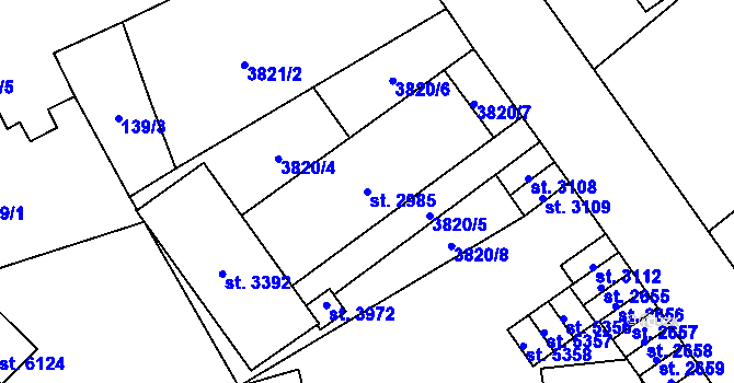 Parcela st. 2985 v KÚ Žatec, Katastrální mapa