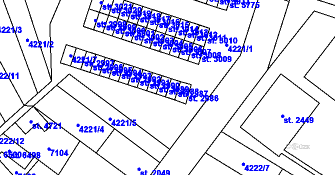 Parcela st. 2988 v KÚ Žatec, Katastrální mapa