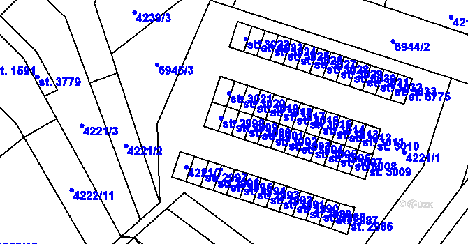 Parcela st. 2999 v KÚ Žatec, Katastrální mapa