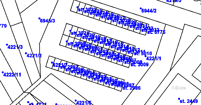 Parcela st. 3004 v KÚ Žatec, Katastrální mapa
