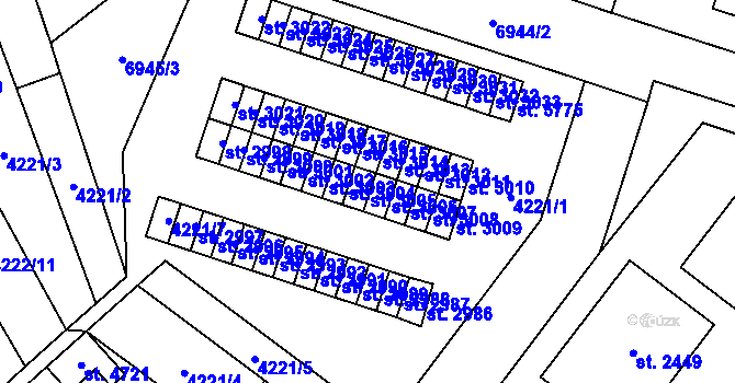 Parcela st. 3005 v KÚ Žatec, Katastrální mapa