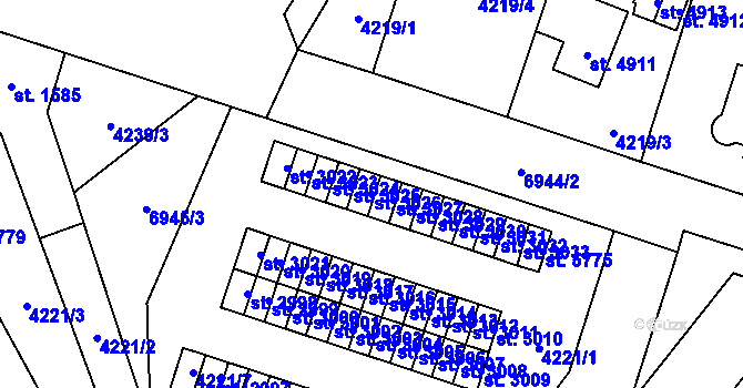 Parcela st. 3026 v KÚ Žatec, Katastrální mapa