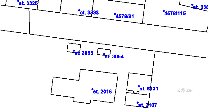 Parcela st. 3054 v KÚ Žatec, Katastrální mapa