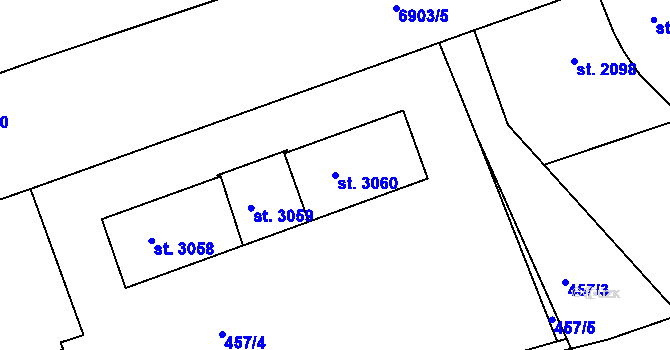 Parcela st. 3060 v KÚ Žatec, Katastrální mapa