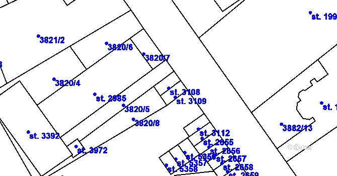 Parcela st. 3108 v KÚ Žatec, Katastrální mapa