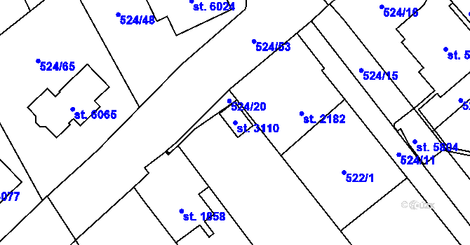Parcela st. 3110 v KÚ Žatec, Katastrální mapa