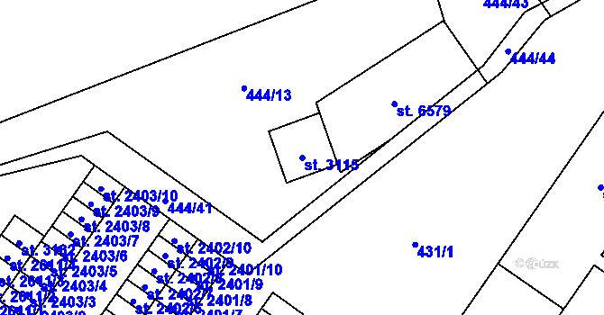 Parcela st. 3115 v KÚ Žatec, Katastrální mapa