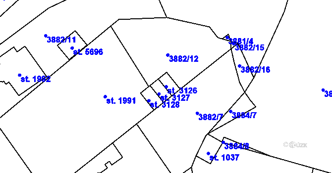Parcela st. 3126 v KÚ Žatec, Katastrální mapa