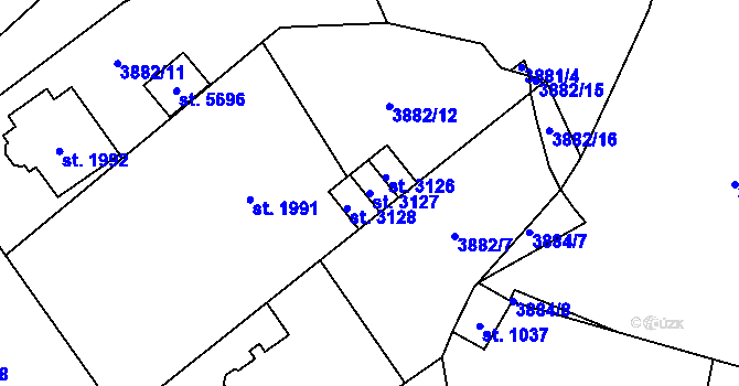 Parcela st. 3127 v KÚ Žatec, Katastrální mapa