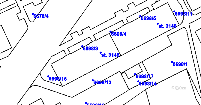 Parcela st. 3146 v KÚ Žatec, Katastrální mapa