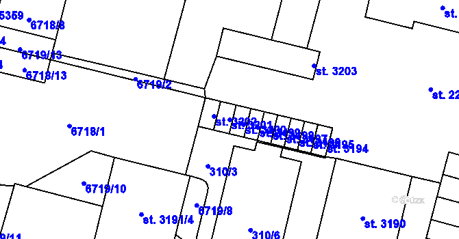 Parcela st. 3201 v KÚ Žatec, Katastrální mapa