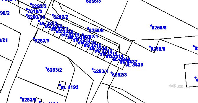Parcela st. 3212 v KÚ Žatec, Katastrální mapa