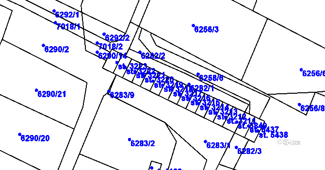 Parcela st. 3218 v KÚ Žatec, Katastrální mapa