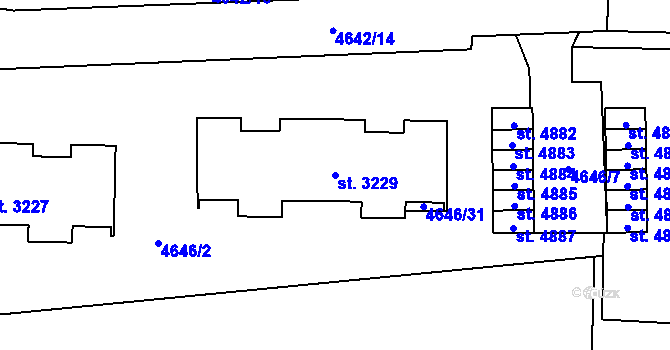 Parcela st. 3229 v KÚ Žatec, Katastrální mapa