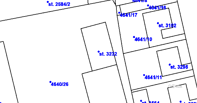 Parcela st. 3232 v KÚ Žatec, Katastrální mapa