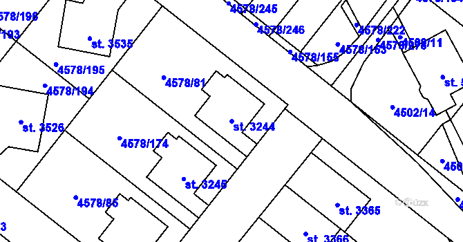 Parcela st. 3244 v KÚ Žatec, Katastrální mapa