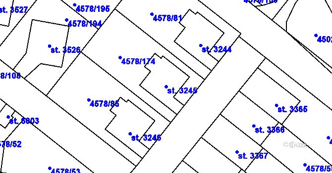 Parcela st. 3245 v KÚ Žatec, Katastrální mapa