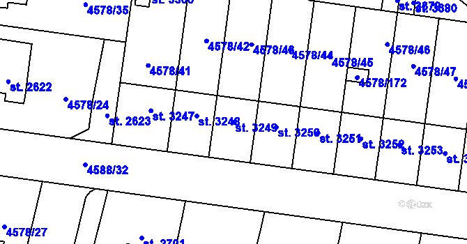 Parcela st. 3249 v KÚ Žatec, Katastrální mapa