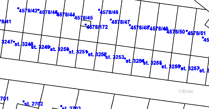 Parcela st. 3253 v KÚ Žatec, Katastrální mapa