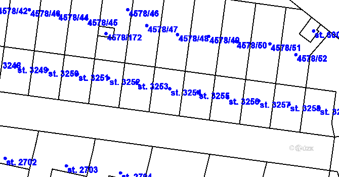 Parcela st. 3254 v KÚ Žatec, Katastrální mapa