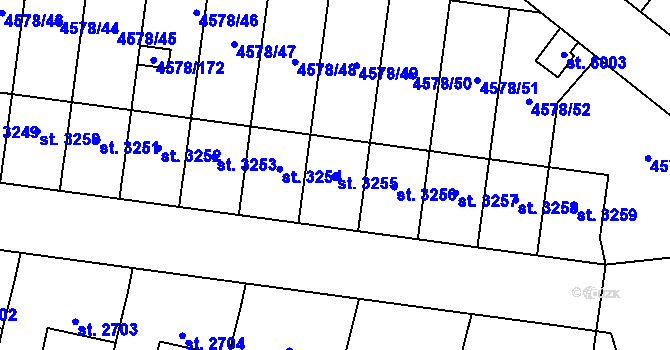 Parcela st. 3255 v KÚ Žatec, Katastrální mapa